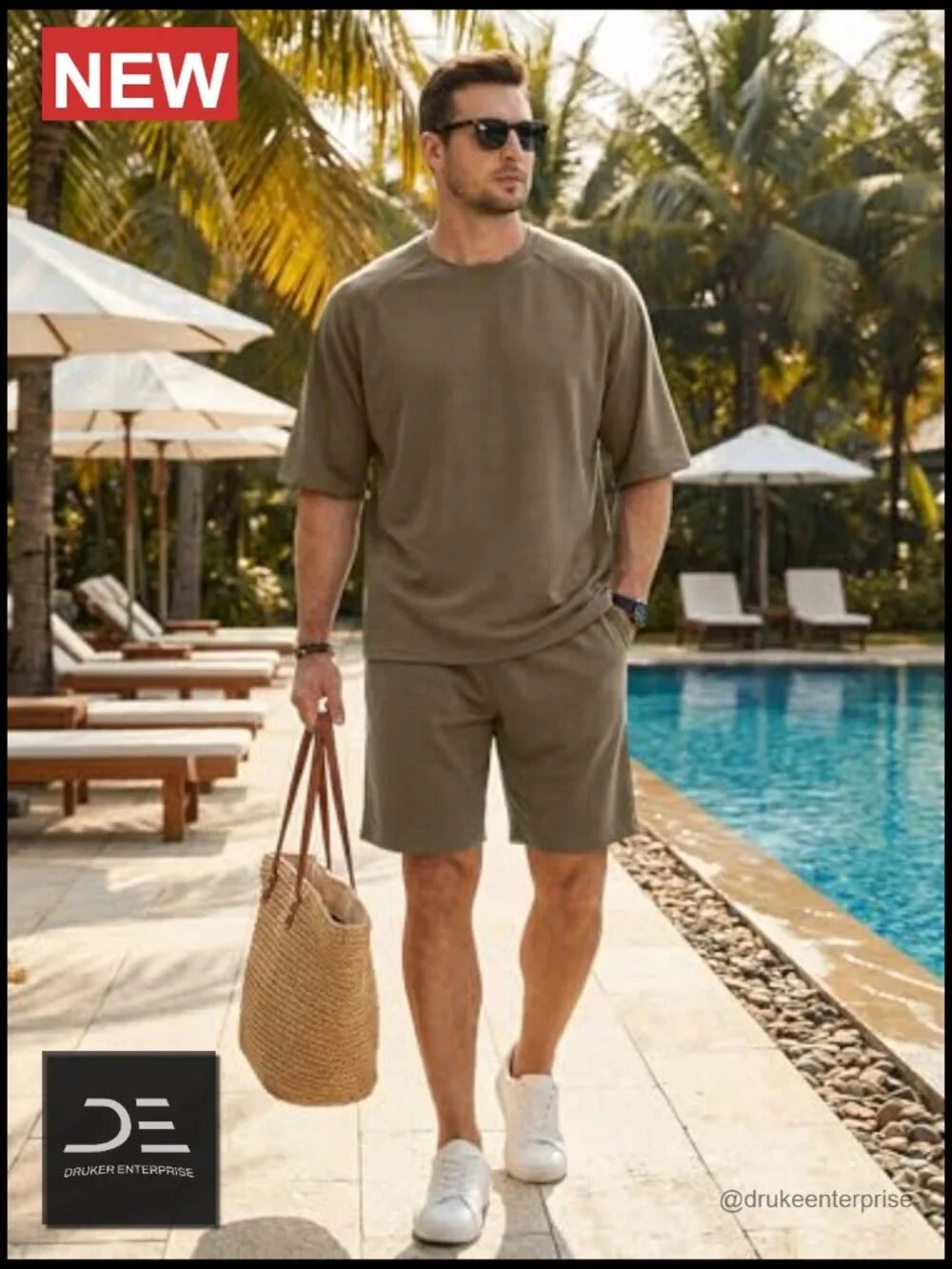 Mens 2 Piece Oversized Short Set Raglan Sleeve Tracksuit Summer Outfit